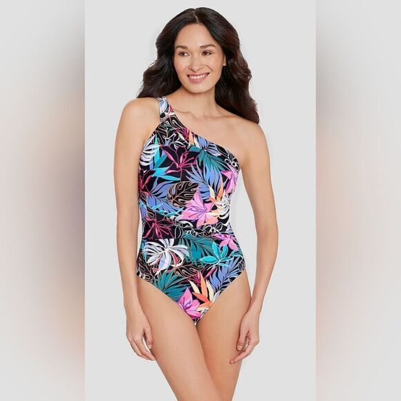 Freely Women's Blocker One Piece Tropical Print Swimsuit NWT size small - Picture 1 of 5